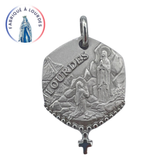 Médaille Apparition de Lourdes Argent 925/000 octogonale - 26 mm - SERAL I Souvenirs de Lourdes