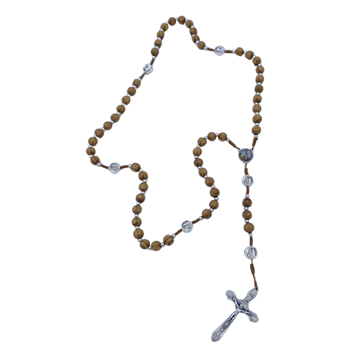 Chapelet bois sur corde Lourdes