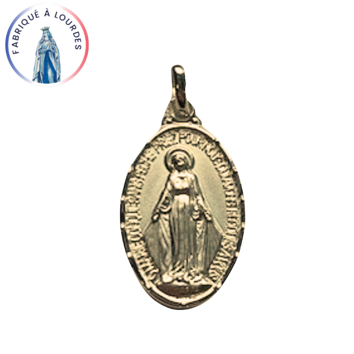 Médaille Miraculeuse, Ovale 12 points, Plaqué or - 20 mm