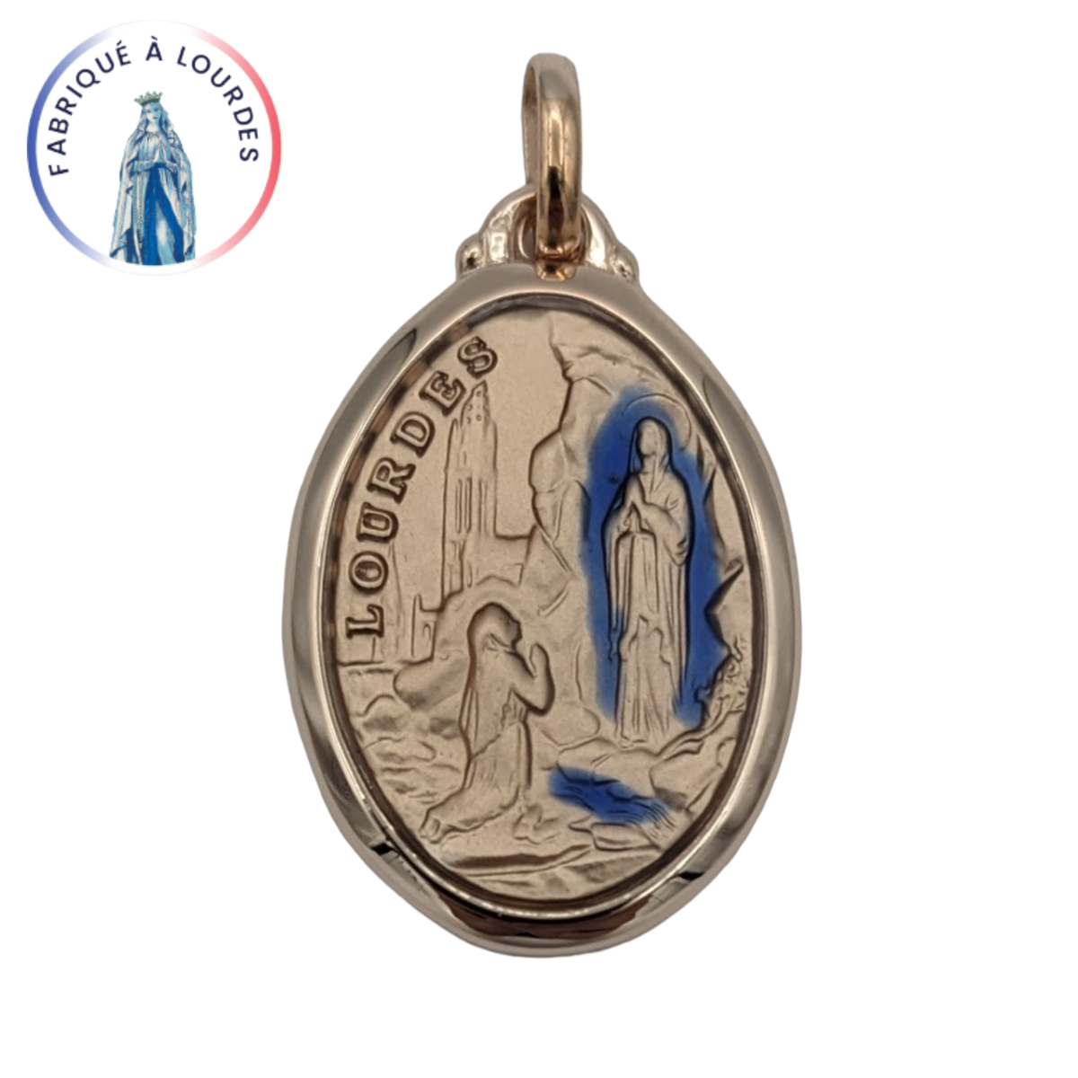Médaille Apparition Plaqué Or 3 microns ovale