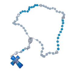 파란색과 흰색 묵주 - 앱 크로스 - PATER HEART