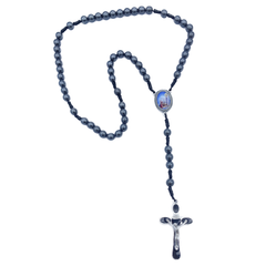 HEMATITE ROSARY 8MM ENAMELED CROSS