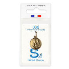Médaille Vierge et Enfant, Ronde 15mm en plaqué or - SERAL I Souvenirs de Lourdes