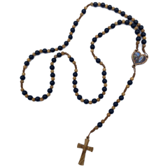 Chapelet bois et verre sur corde