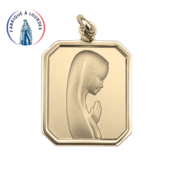Médaille Vierge plaqué or rectangulaire - 22 mm - SERAL I Souvenirs de Lourdes