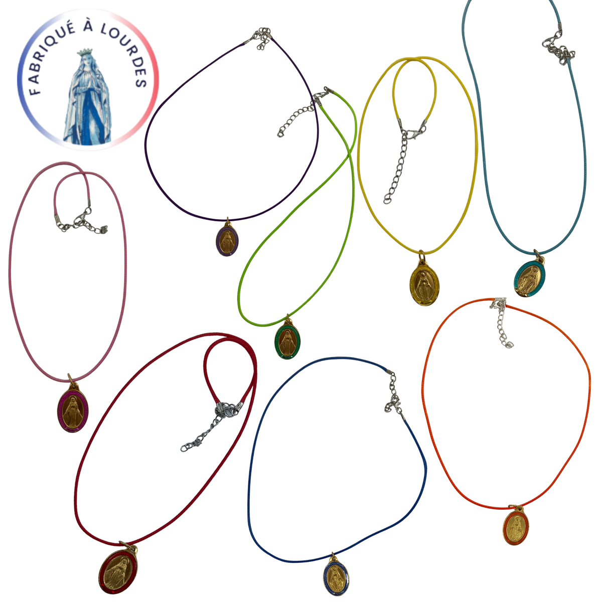 Parure médaille miraculeuse plaqué or et cordon