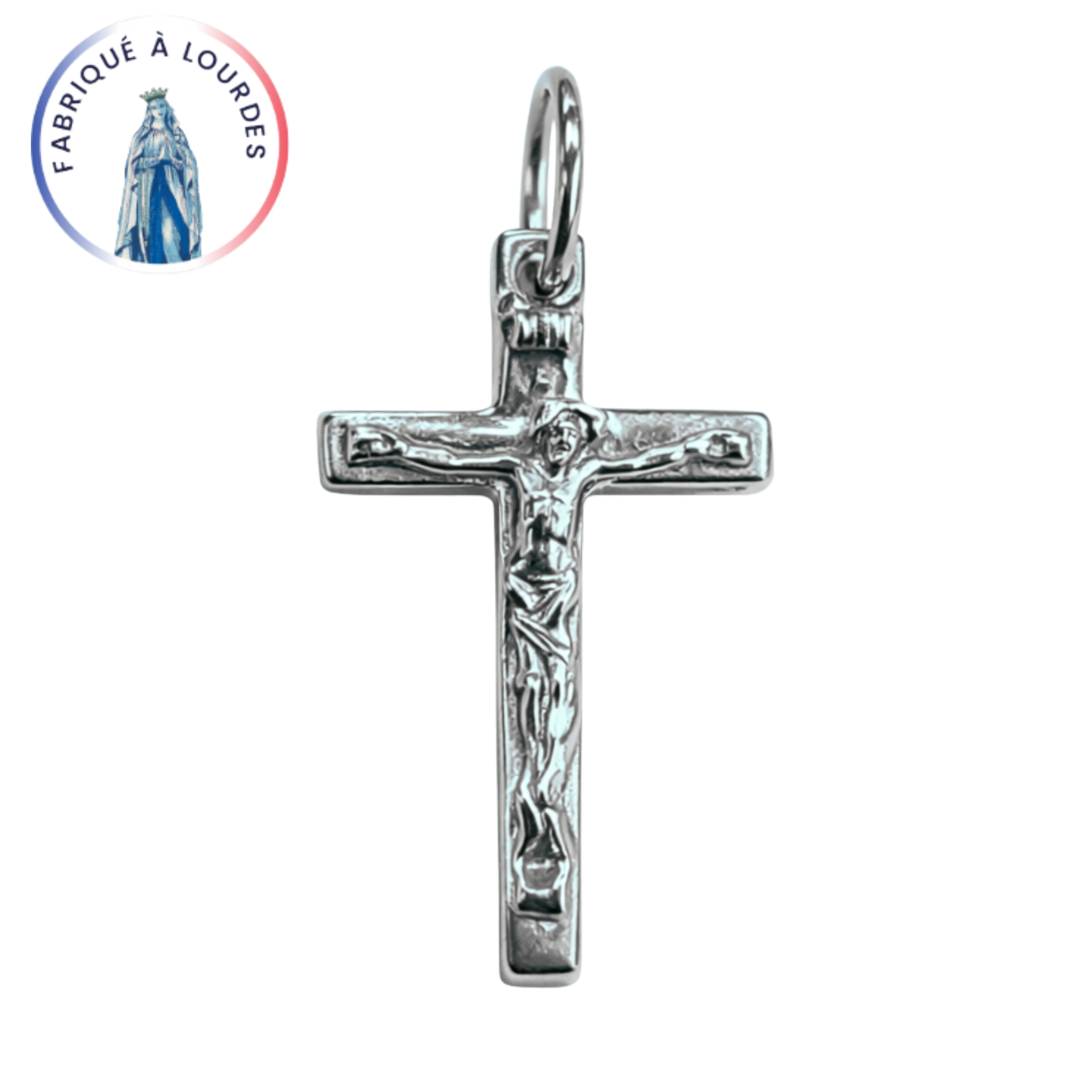 Croix, avec Christ, argent, polie, 20x11 mm - SERAL I Souvenirs de Lourdes