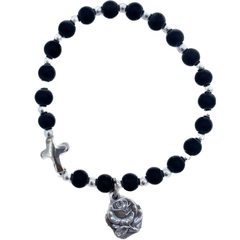 BRACCIALE IN PIETRA NERA + ARGENTO