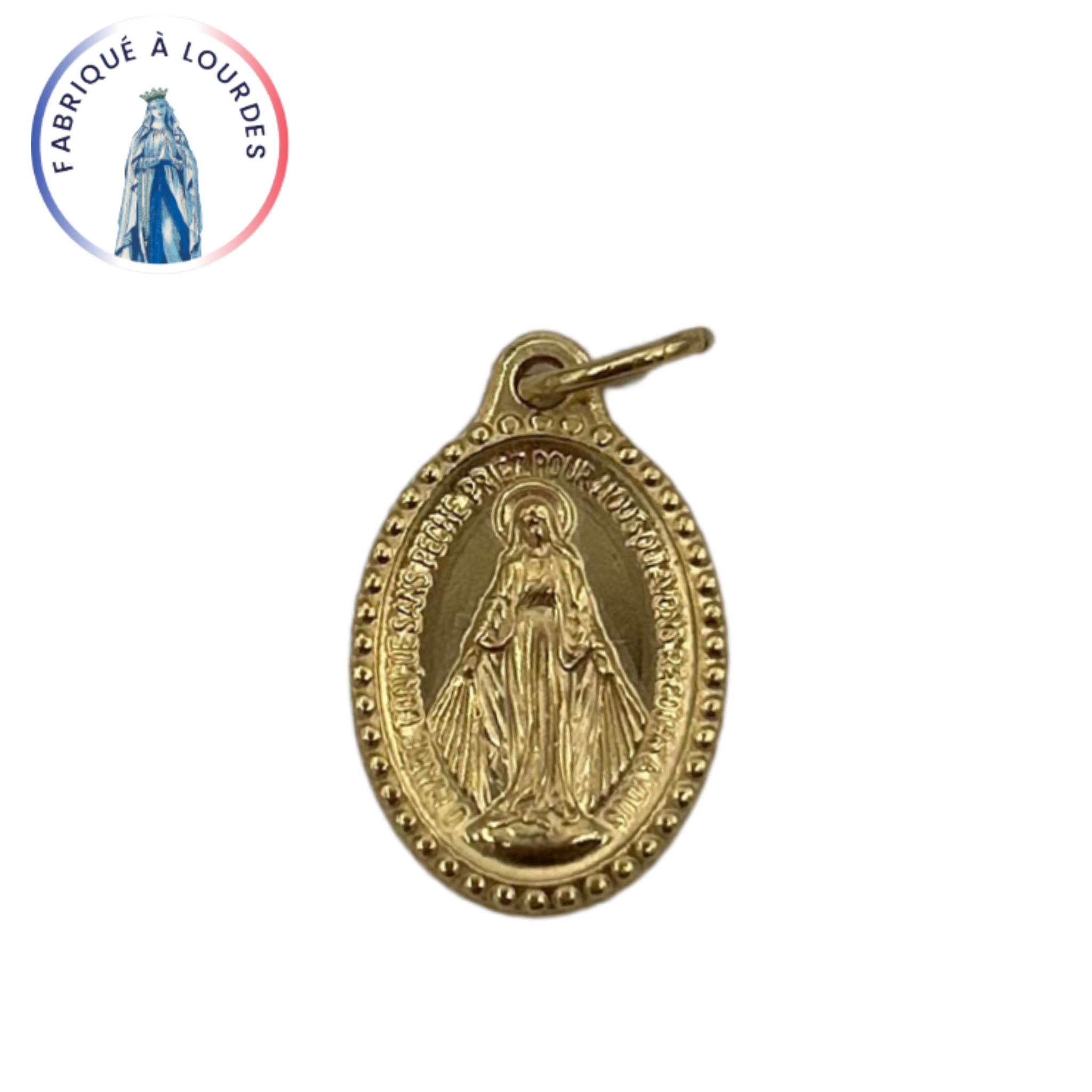 Médaille Miraculeuse, Ovale, Perlée Dorée - 20mm - SERAL I Souvenirs de Lourdes