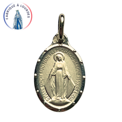 Médaille Miraculeuse, Ovale 12 points, Plaqué Or - 17 mm