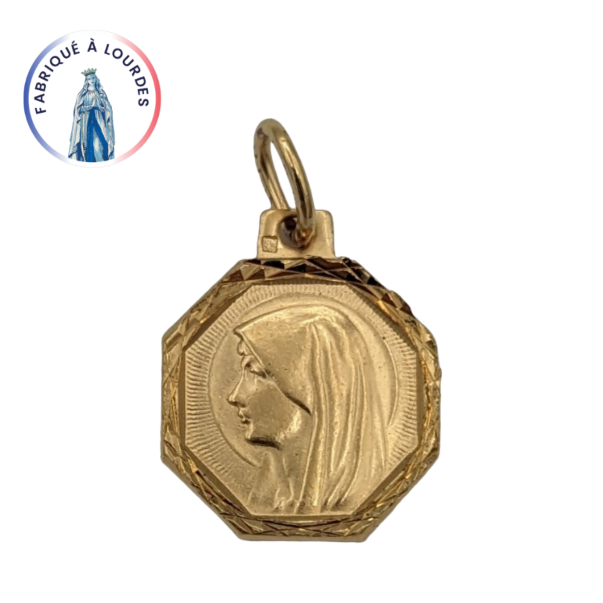 Médaille vierge plaquée or octogonale - 15mm