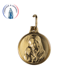 Médaille Vierge et Enfant, Ronde 15mm en plaqué or - SERAL I Souvenirs de Lourdes