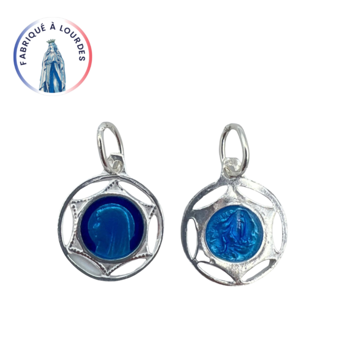 버진 메달, 실버, 라운드 13mm, 양면 투톤 그랑 푀 에나멜