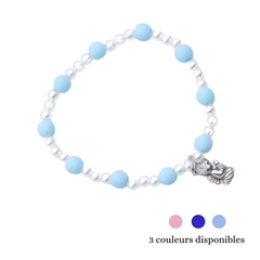 Bracelet enfant sur élastique couleurs assortie et breloques couleurs au choix