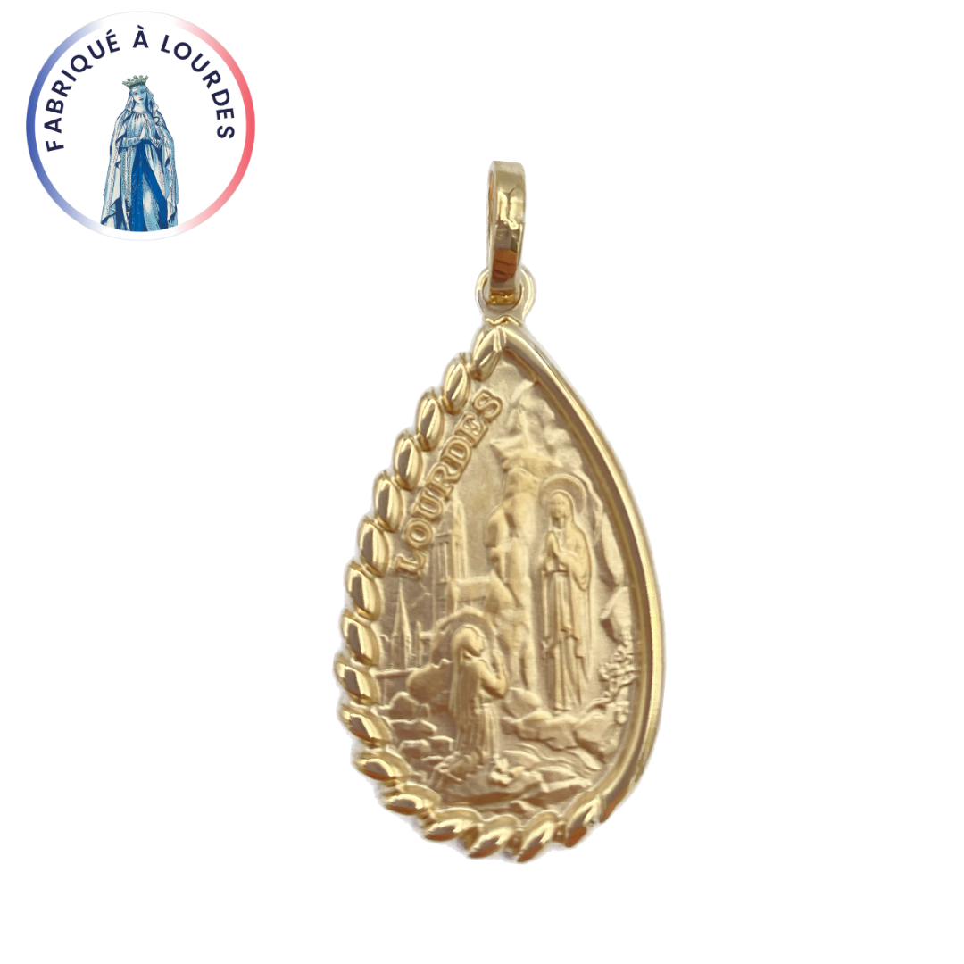 Médaille Apparition Plaqué-Or perlée - 26 mm