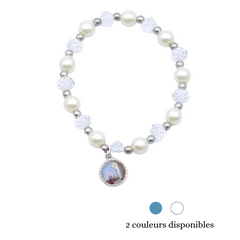 Bracelet cristal et perle sur élastique , prix à l'unité, couleur au choix