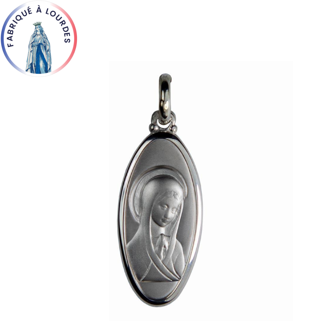 Médaille Argent 925/000 Vierge de Profil ovale 30x 15 mm