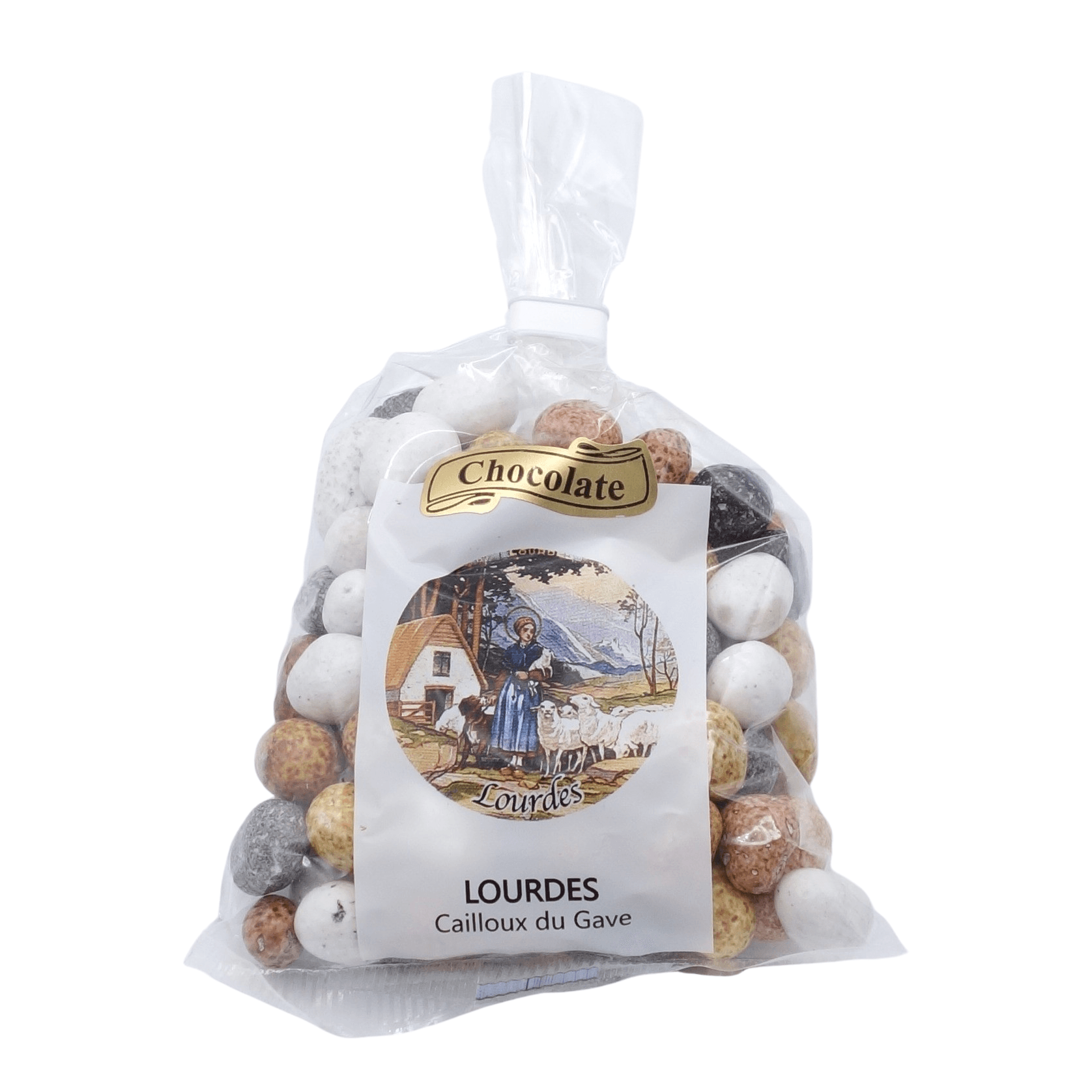 Sachet cailloux du gave chocolat fond plat - SERAL I Souvenirs de Lourdes