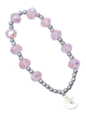 Bracelet cristal perles argentées sur élastique couleurs au choix