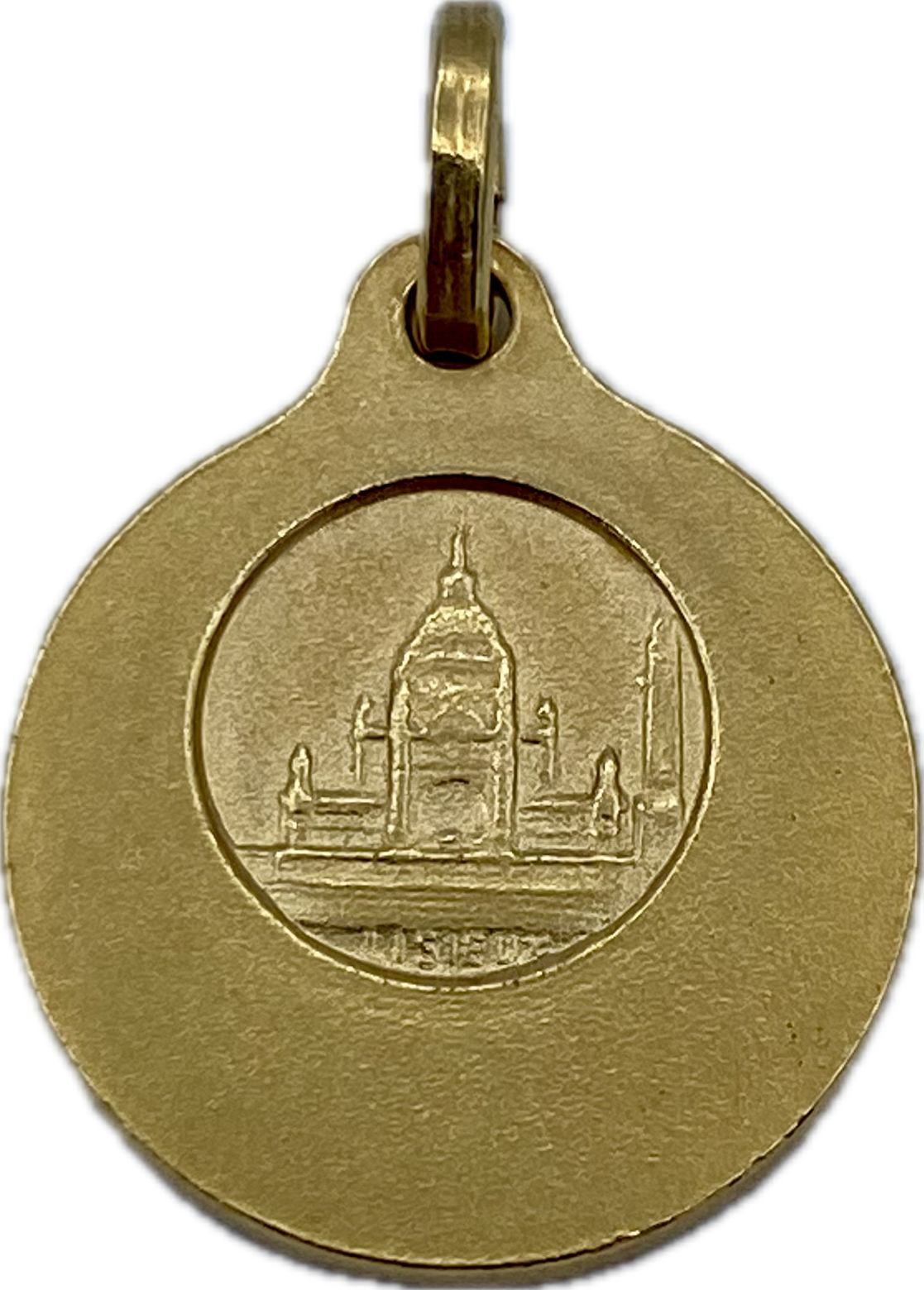 Médaille ronde 15mm Sainte Thérèse en laiton dorée, facettée