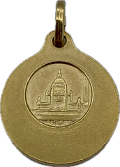 Okrągły medalik św.Teresy o średnicy 15 mm z pozłacanego mosiądzu, fasetowany