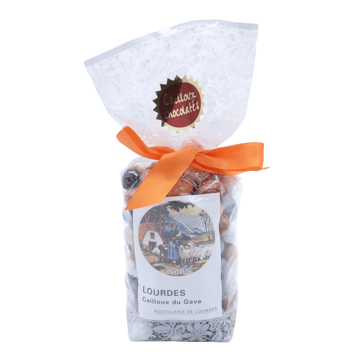 Sachet cailloux du gave chocolat fond carton - SERAL I Souvenirs de Lourdes