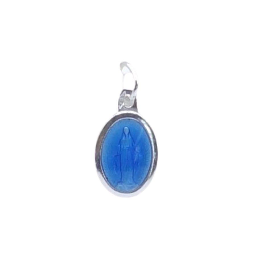 Médaille Vierge Miraculeuse Ovale Argent 925/000 Ovale Email Bleu médaille Souvenirs de Lourdes