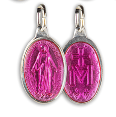 Miraculous medal, aluminum, oval 17 mm, colored enamel