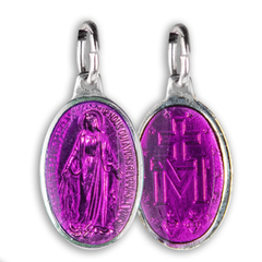 Miraculous medal, aluminum, oval 17 mm, colored enamel