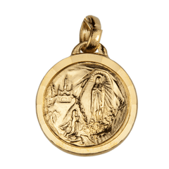 Médaille apparition dorée  ronde 17.5 mm eau de lourdes - Médaille apparition dorée  ronde 17.5 mm eau de lourdes