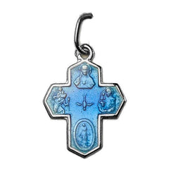 Croix en Argent, Email Bleu Grand Feu - Souvenirs de Lourdes