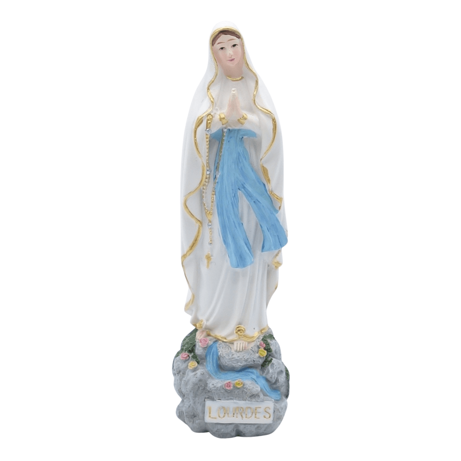 STATUE DE LA Madonna de Lourdes CM 30 IN Marbre Résine Pleine Décoré à STATUE DE LA Madonna de Lourdes CM 30 IN Marbre Résine Pleine Décoré à