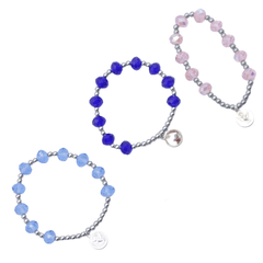 Bracelet cristal perles  argentées sur élastique couleurs au choix (prix à l'unité) - Bracelet cristal perles  argentées sur élastique couleurs au choix (prix à l'unité)