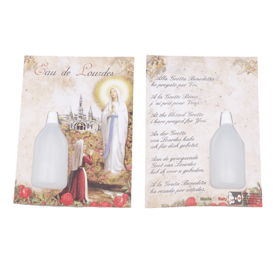 Carte De Prière De Lourdes Avec Perles Cristal Et Rubis - Eau Bénite De Lourdes Incluse - 8,5 Cm