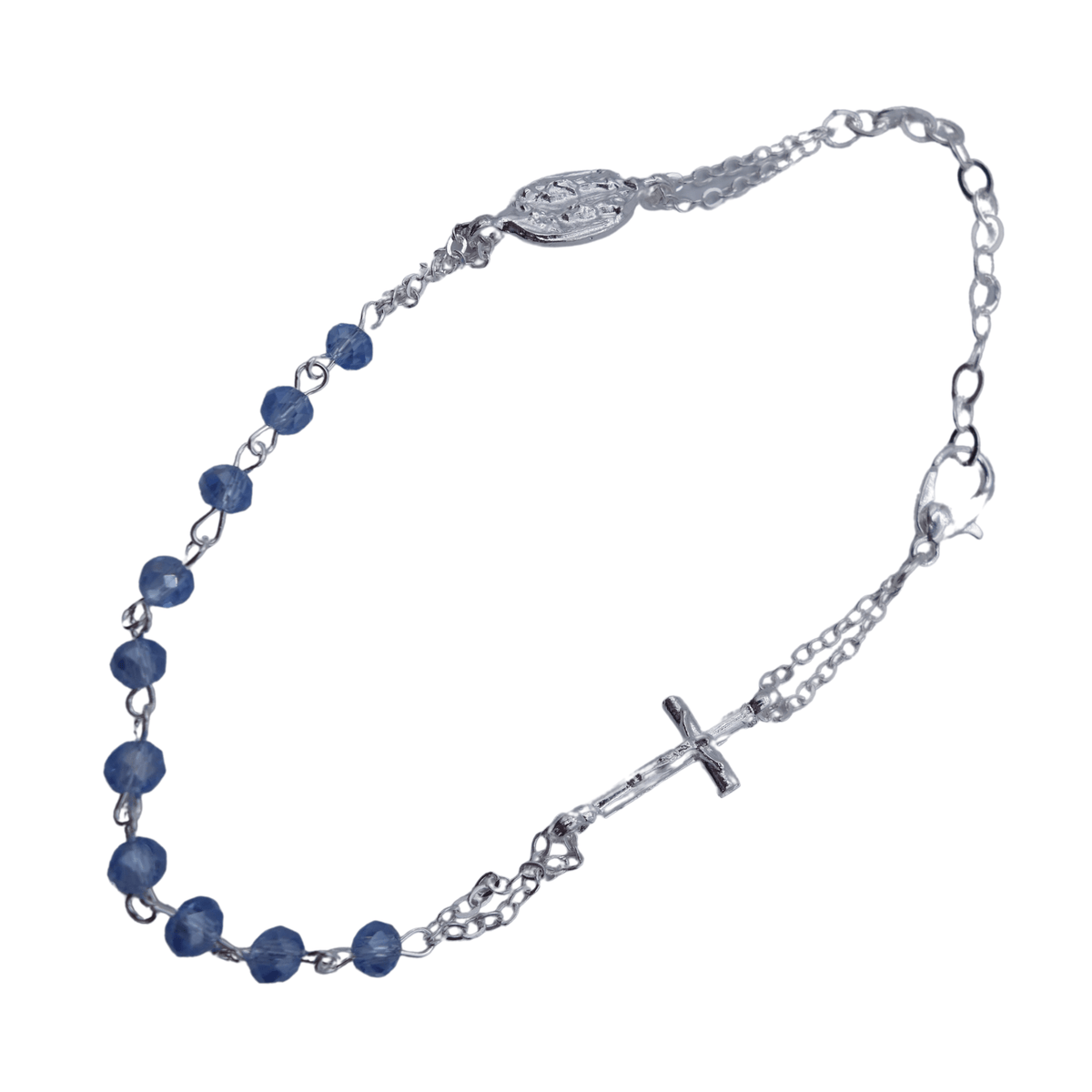 Bracelet cristal bleu fonce sur chaine - Bracelet cristal bleu fonce sur chaine