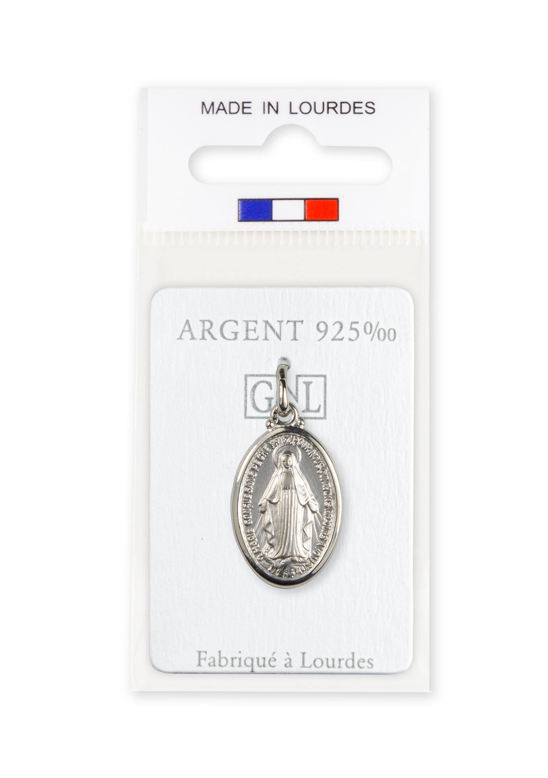 Médaille Pendentif Vierge Miraculeuse Argent Sterling 20 Mm - Gravée