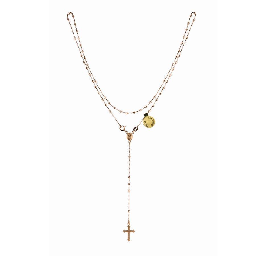 Chapelet Argent Doré Médaille Miraculeuse avec Perles Argent 3 mm et fermoir Chapelet Souvenirs de Lourdes
