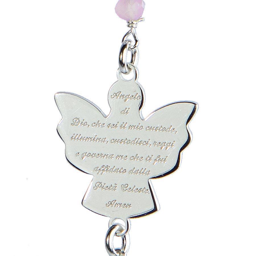 Chapelet collier argent perle cristal rose avec colombe de la paix Chapelet Souvenirs de Lourdes