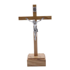 Crucifix bois clair avec socle 14x7,5 cm Crucifix Souvenirs de Lourdes 