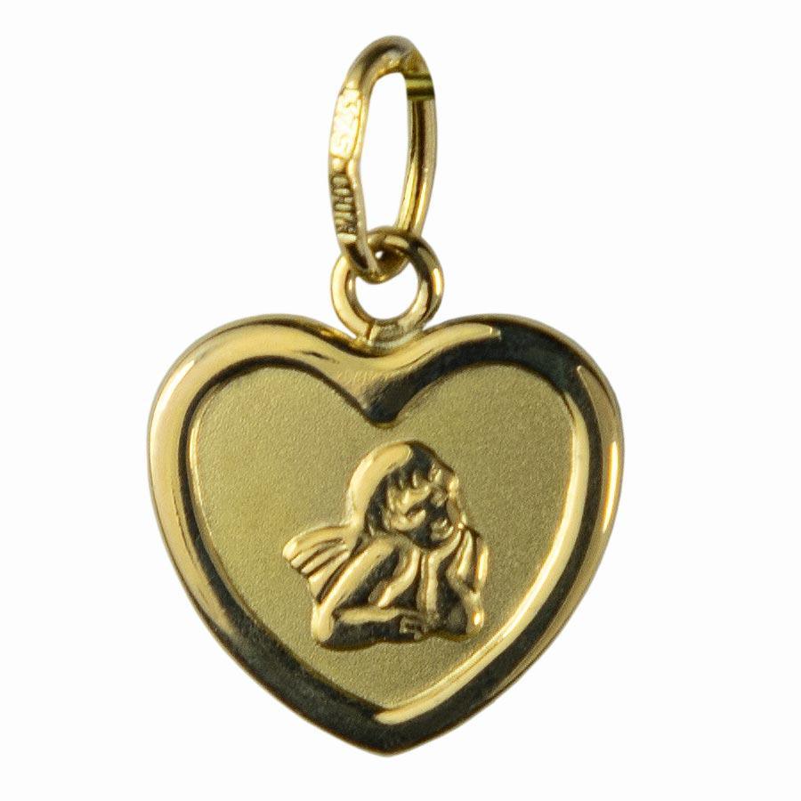 Médaille Ange Or 9 carats Forme de Cœur médaille Souvenirs de Lourdes
