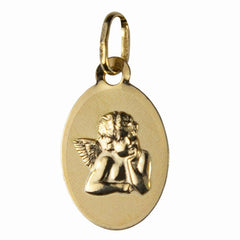 Médaille Ange or 9 carats ovale 15x10 mm Ange. médaille Souvenirs de Lourdes