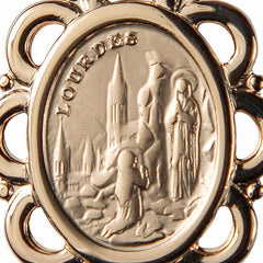 Médaille Apparition de Lourdes plaqué-or 3 microns Ovale Dentelle médaille Souvenirs de Lourdes