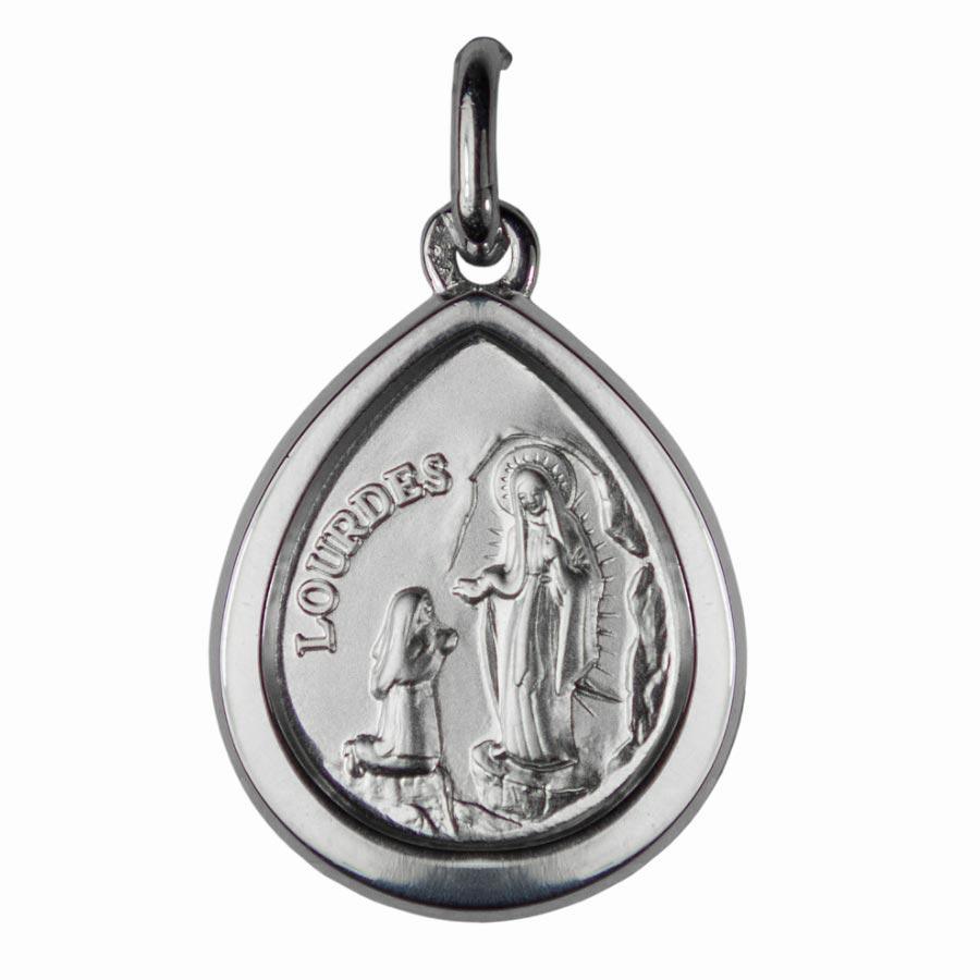 Médaille Argent 925/000 Apparition de Lourdes Forme Poire médaille Souvenirs de Lourdes