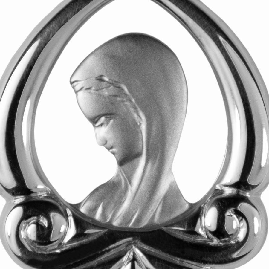 Médaille Argent 925/000 Vierge de Profil Ajouré avec Ornement médaille Souvenirs de Lourdes