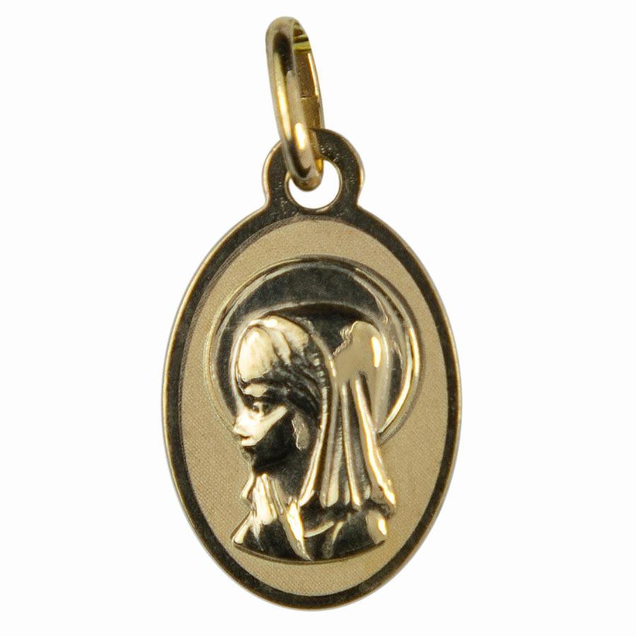 Médaille 0r 9 carats Vierge de Profil Ovale 15x10 mm médaille Souvenirs de Lourdes
