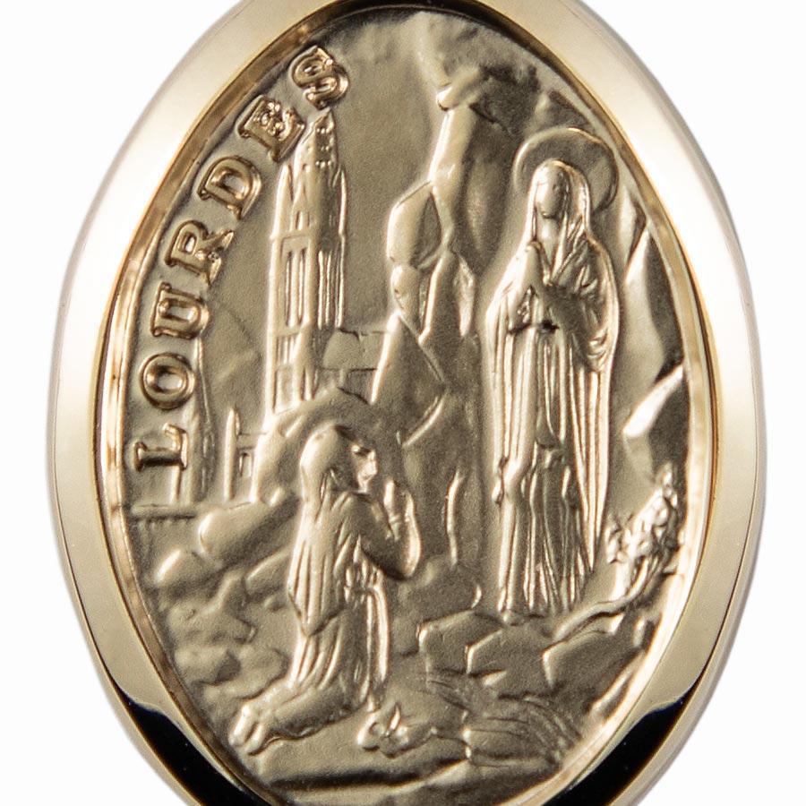 Médaille plaqué-or 3 microns Apparition de Lourdes ovale 23X16mm médaille Souvenirs de Lourdes