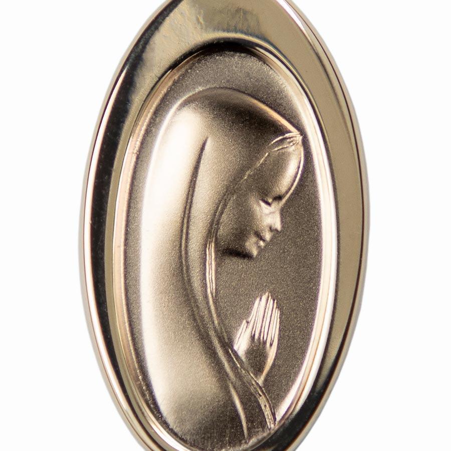 Médaille Vierge de profil plaqué-or 3 microns ovale 26x15 mm médaille Souvenirs de Lourdes