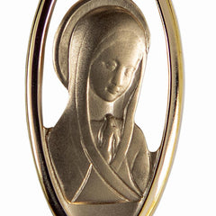 Médaille Vierge de profil plaqué-or 3 microns ovale 30x20mm médaille Souvenirs de Lourdes