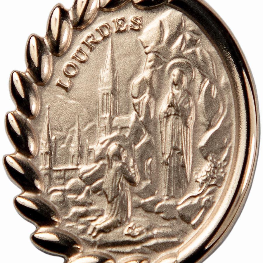 Médaille Apparition de Lourdes plaqué-or 3 microns ovale médaille Souvenirs de Lourdes