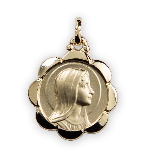 Médaille Fleur Vierge de Profil Plaqué Or - Souvenirs de Lourdes